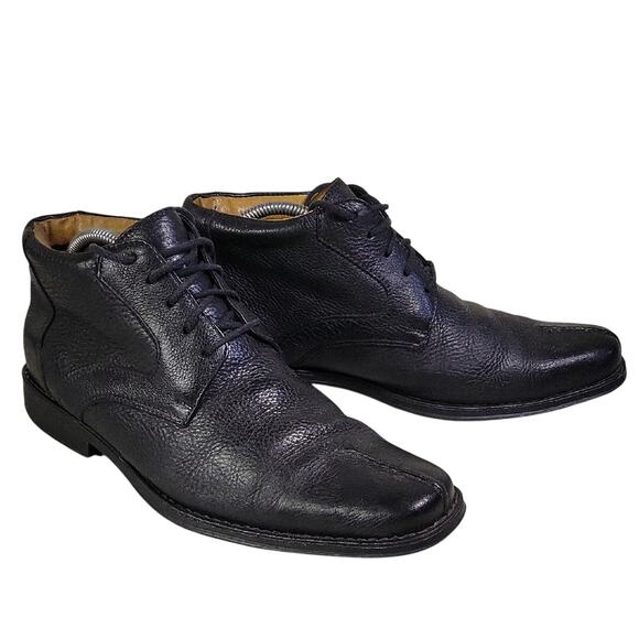 Sandro Black Leather Lace Up Chukka Boots Mens Size 10D - Picture 1 of 14